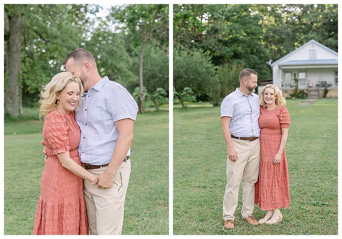 couple laughing, orange dress, chattanooga family photographer, baby photos near me, cake smash photographer chattanooga