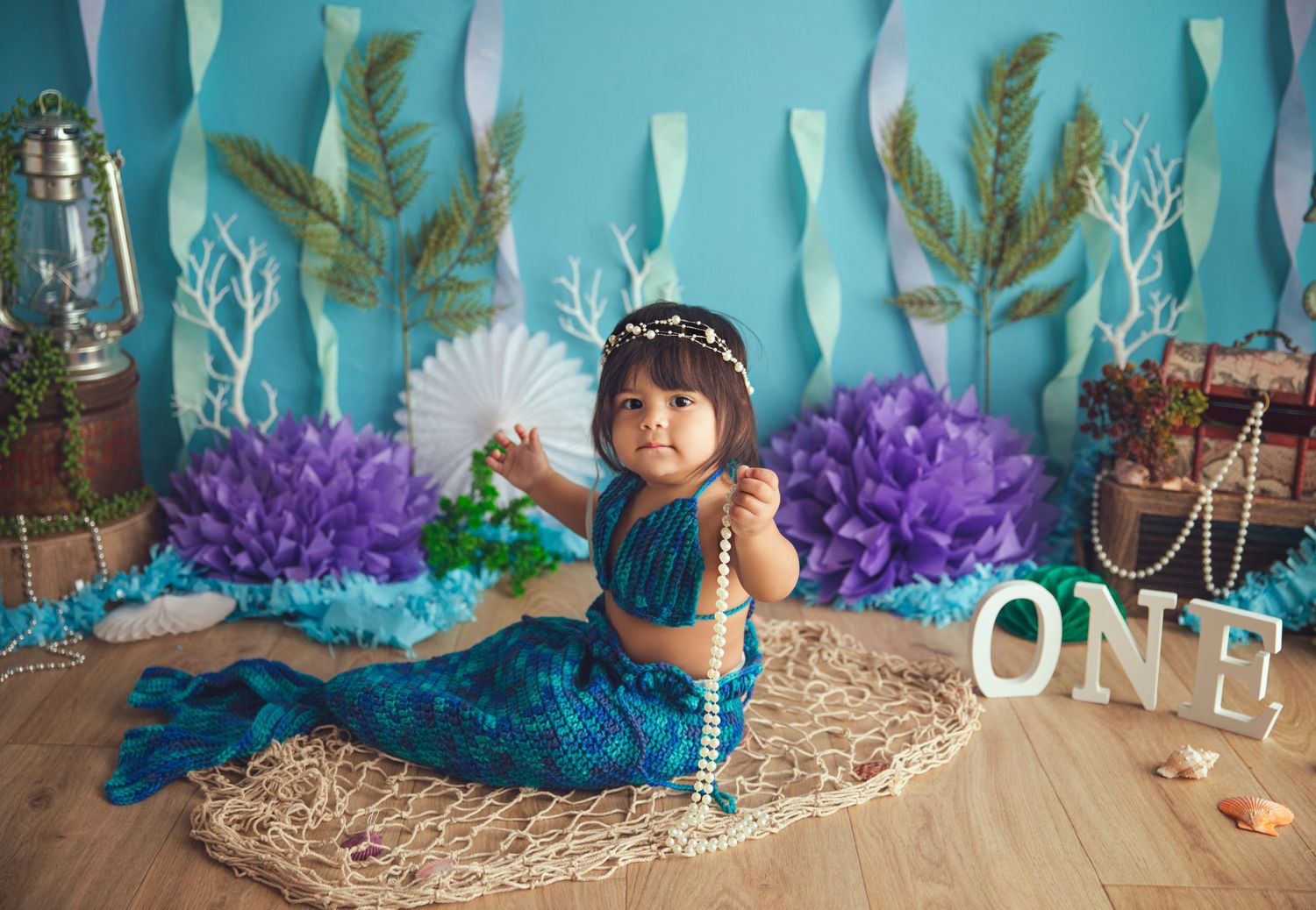 we found a mermaid in the studio baby girl one year old