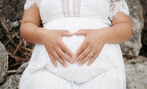 Maternity session on a beach.