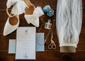 bride specific wedding flat lay