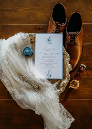 simple wedding flat lay