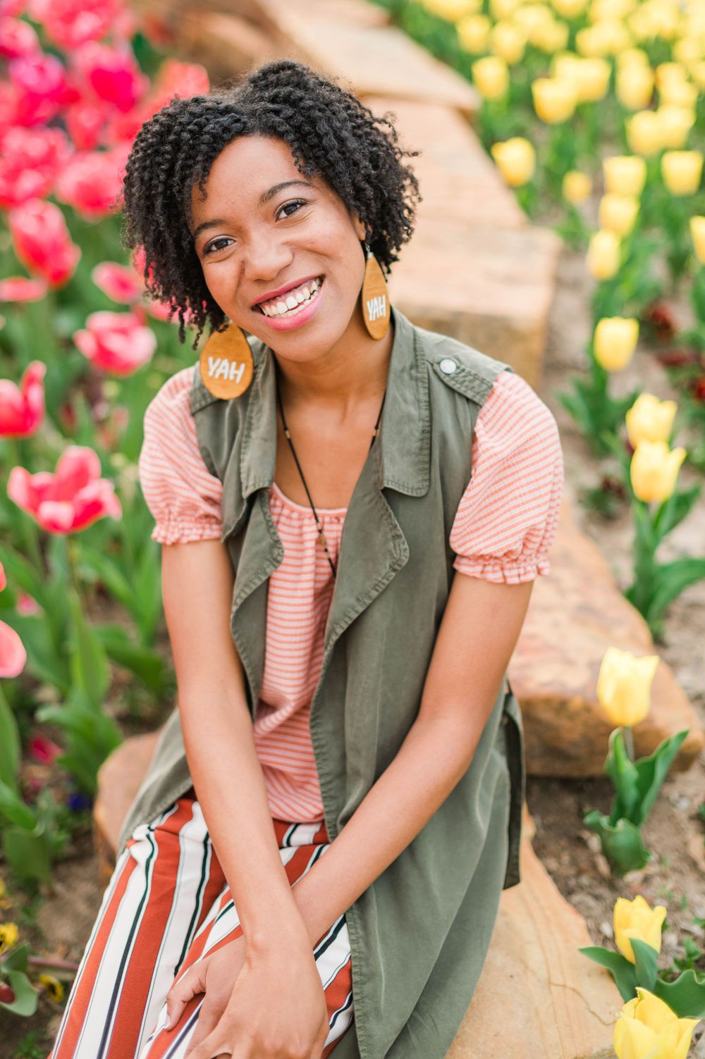 High school senior girl spring time senior session at Utica Square, Tulsa, OK.