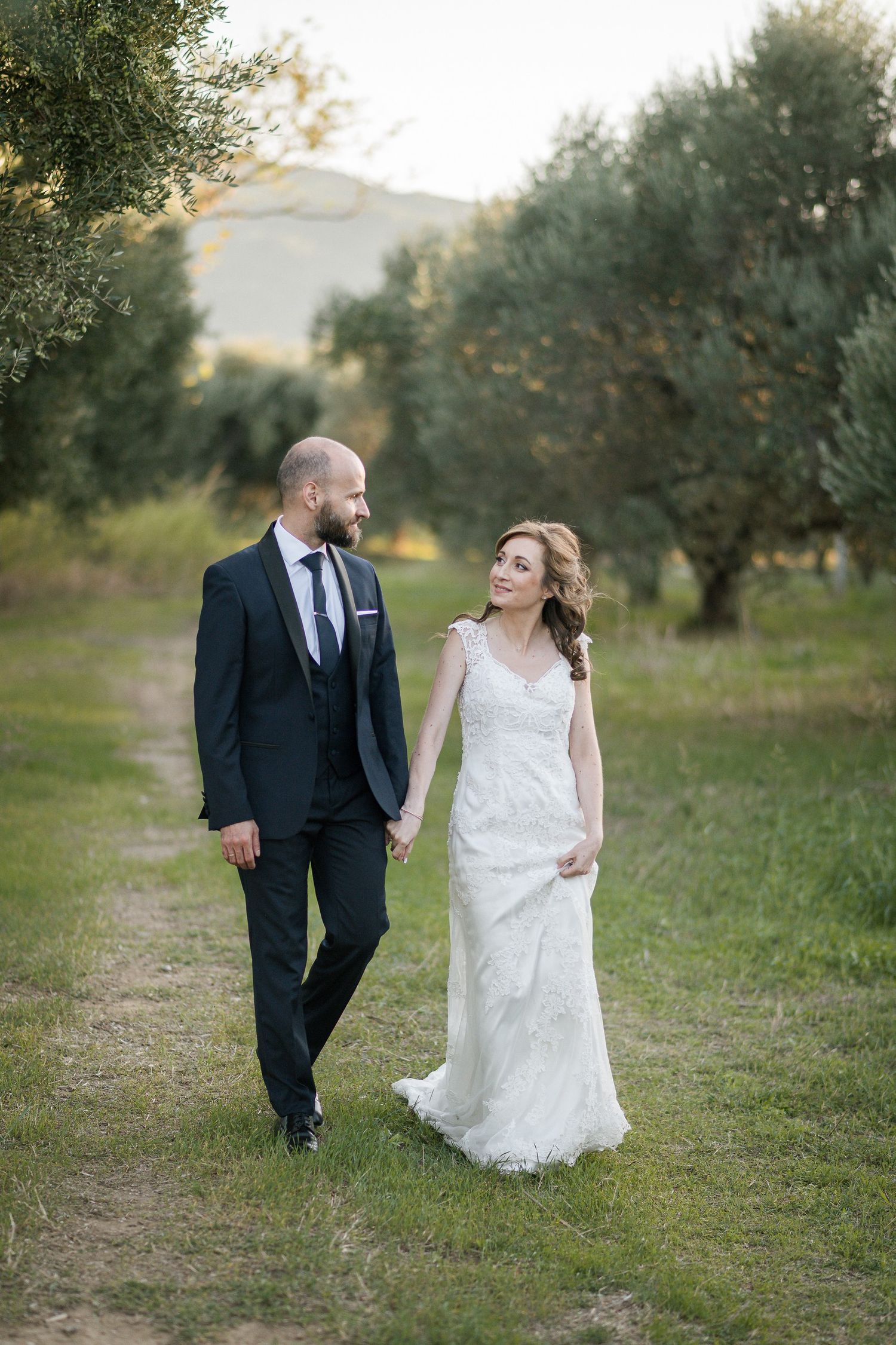 Newlywed couple walking on an olive garden, wedding, Patra, Greece, Patras, Patras, Φωτογράφος Γάμου, Πάτρα