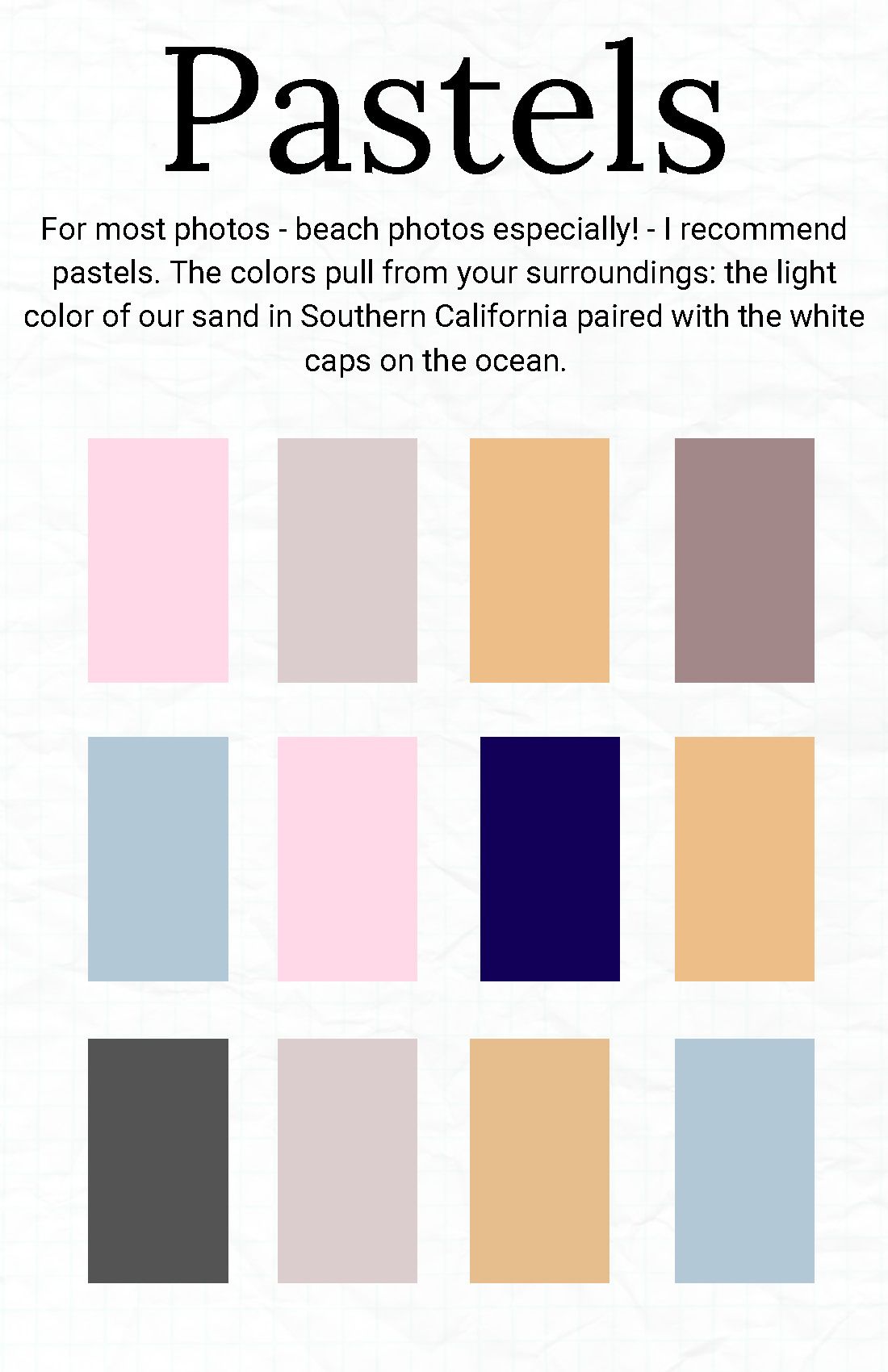 pastel color palette for photoshoot outfits