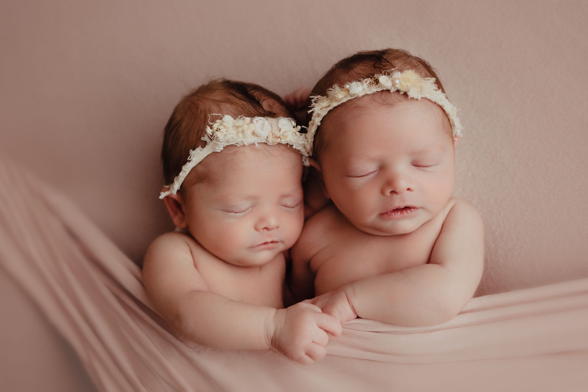 twin girl newborn photo session