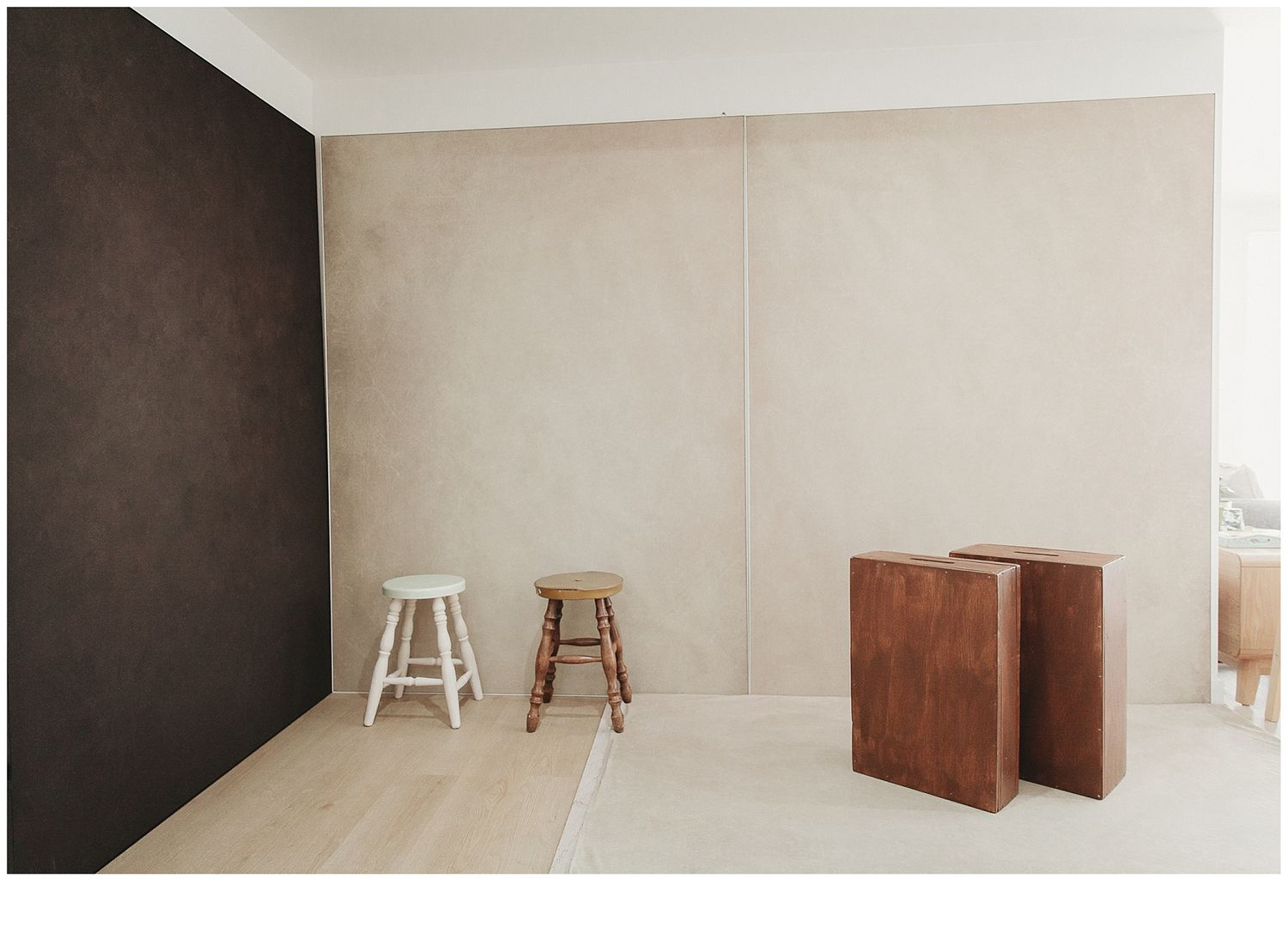 Stacey Lake Photography Studio showcasing backdrop wall and props for her portraits