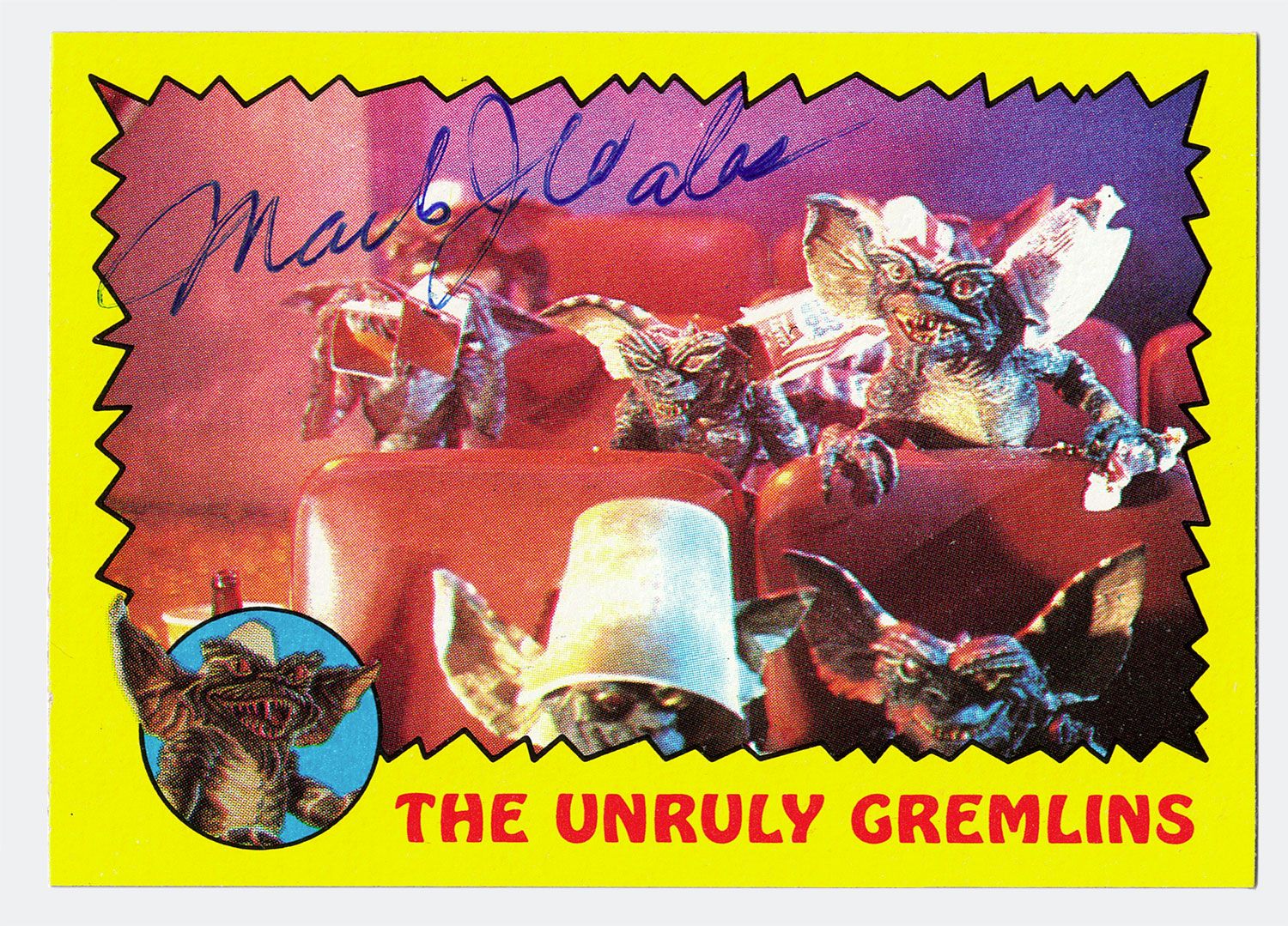 Signed Gremlins movie trading card
