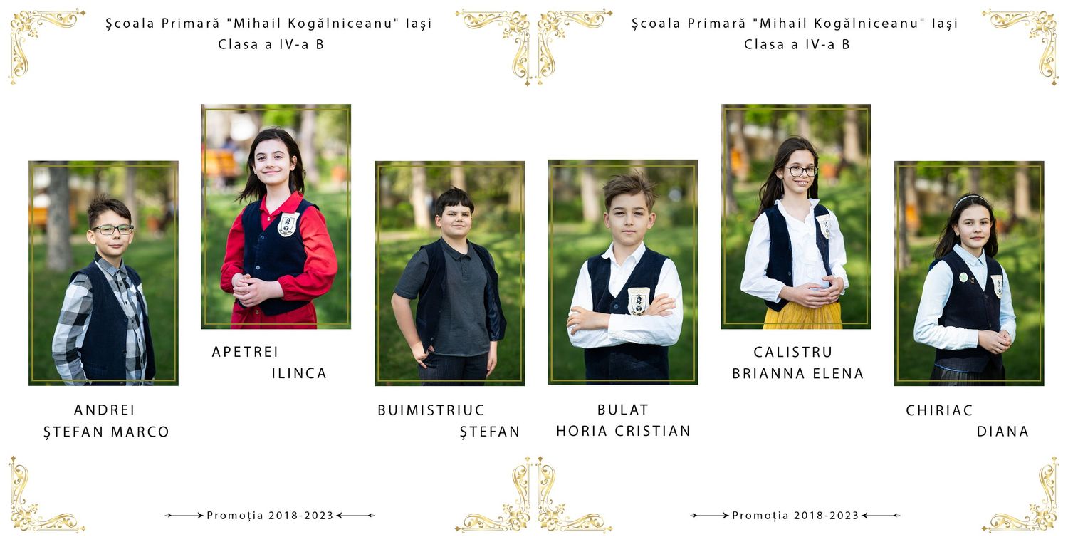 Decorative yearbook layout with ornate gold corner designs.