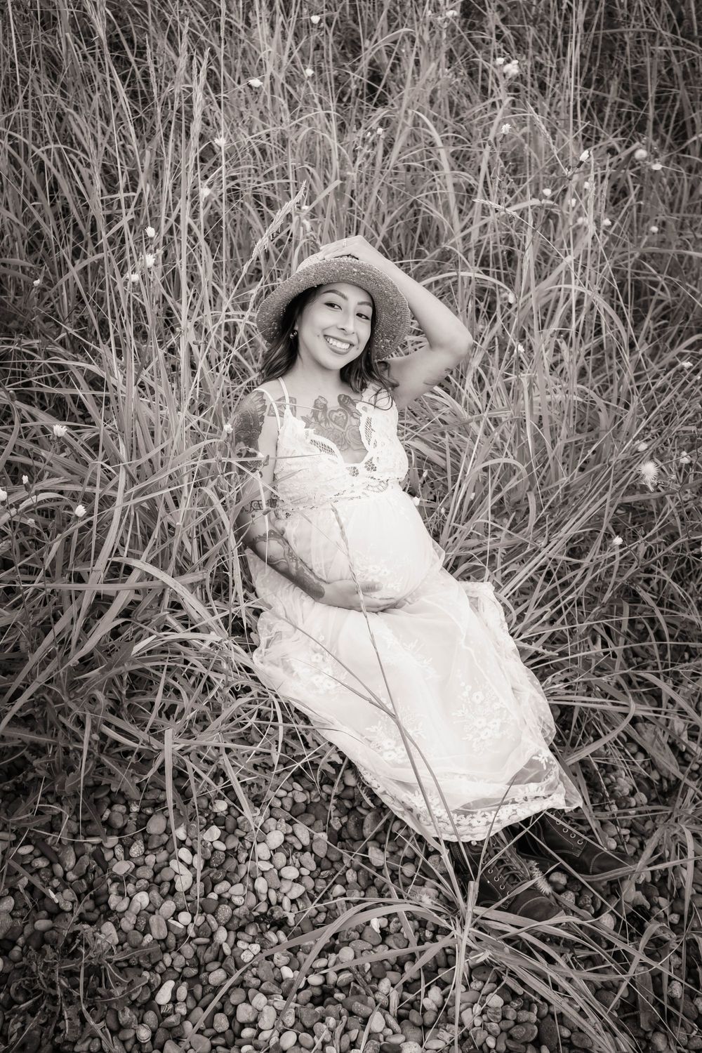 black and white maternity beach session at deception pass state park in Anacortes Washington state