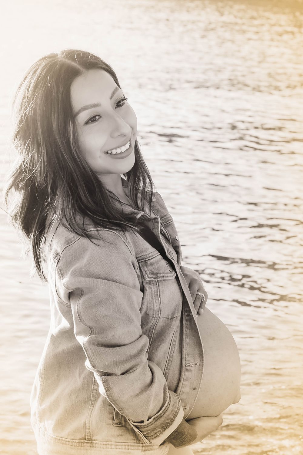 Sunset beach maternity session at deception pass state park in Anacortes Washington
