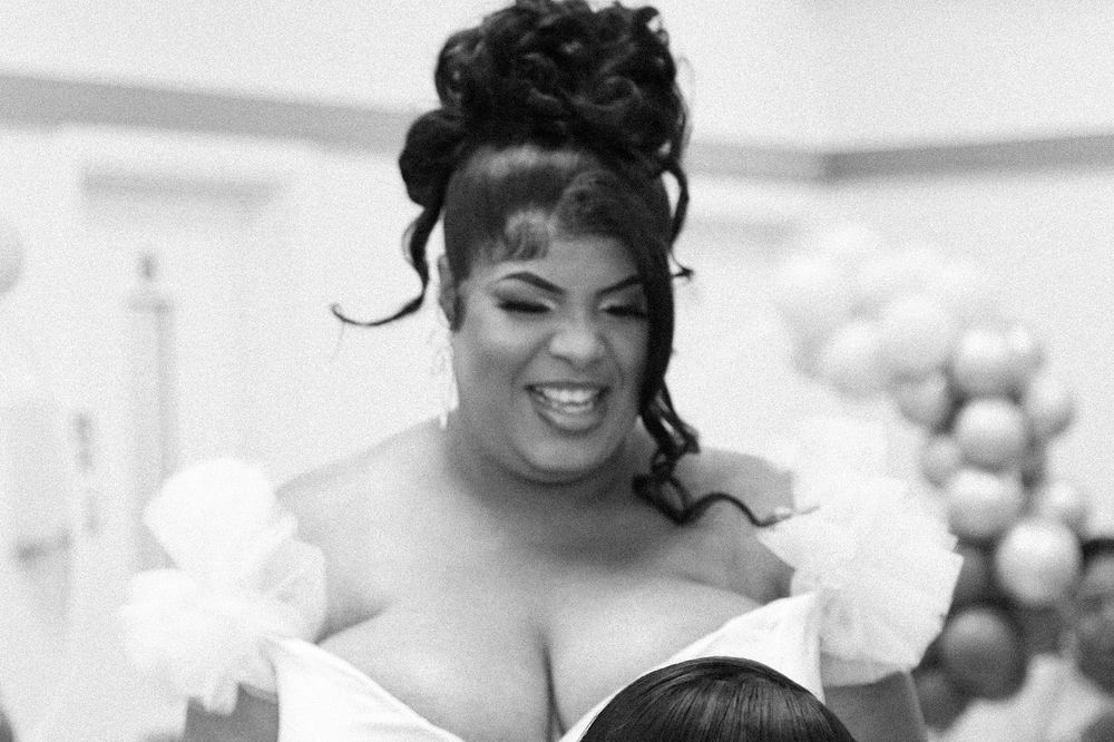 Black and white photographs capturing joyful celebration moments.