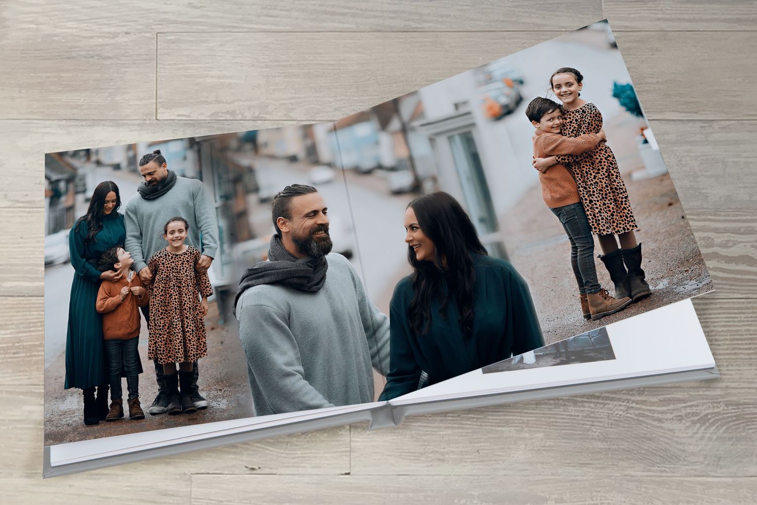 Family photography in the street. Albums available.