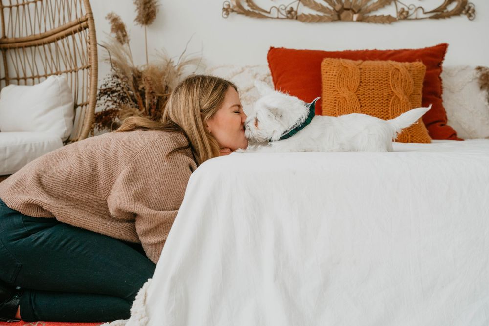 Lifestyle home photography featuring a cozy bedroom setting with orange pillows and natural decor.