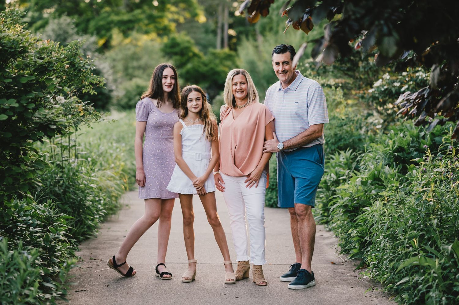 family on path at Ault park