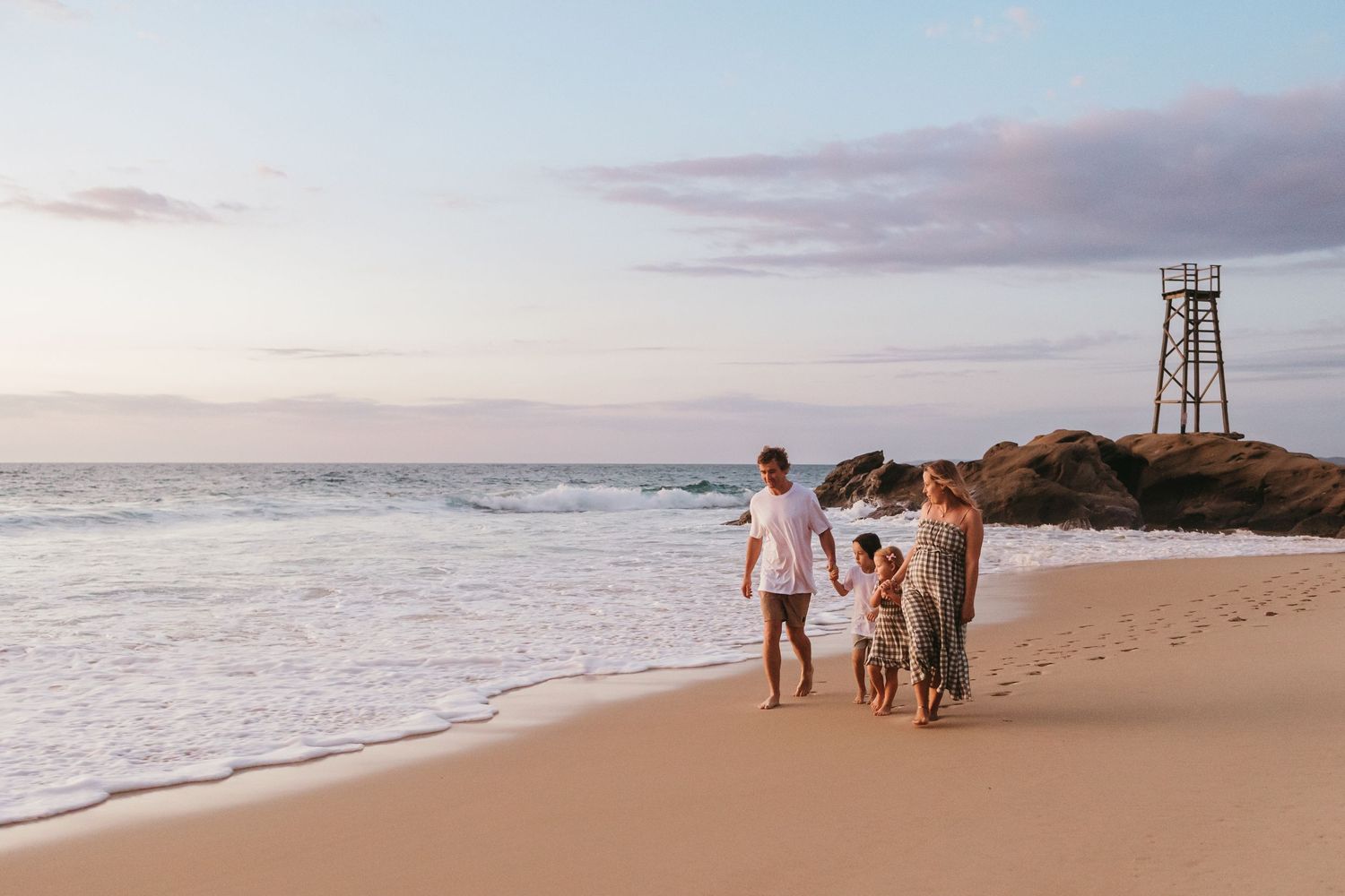 Sunrise Family Photoshoot at beach, Lake Macquarie, Newcastle, Hunter Valley, New South Wales