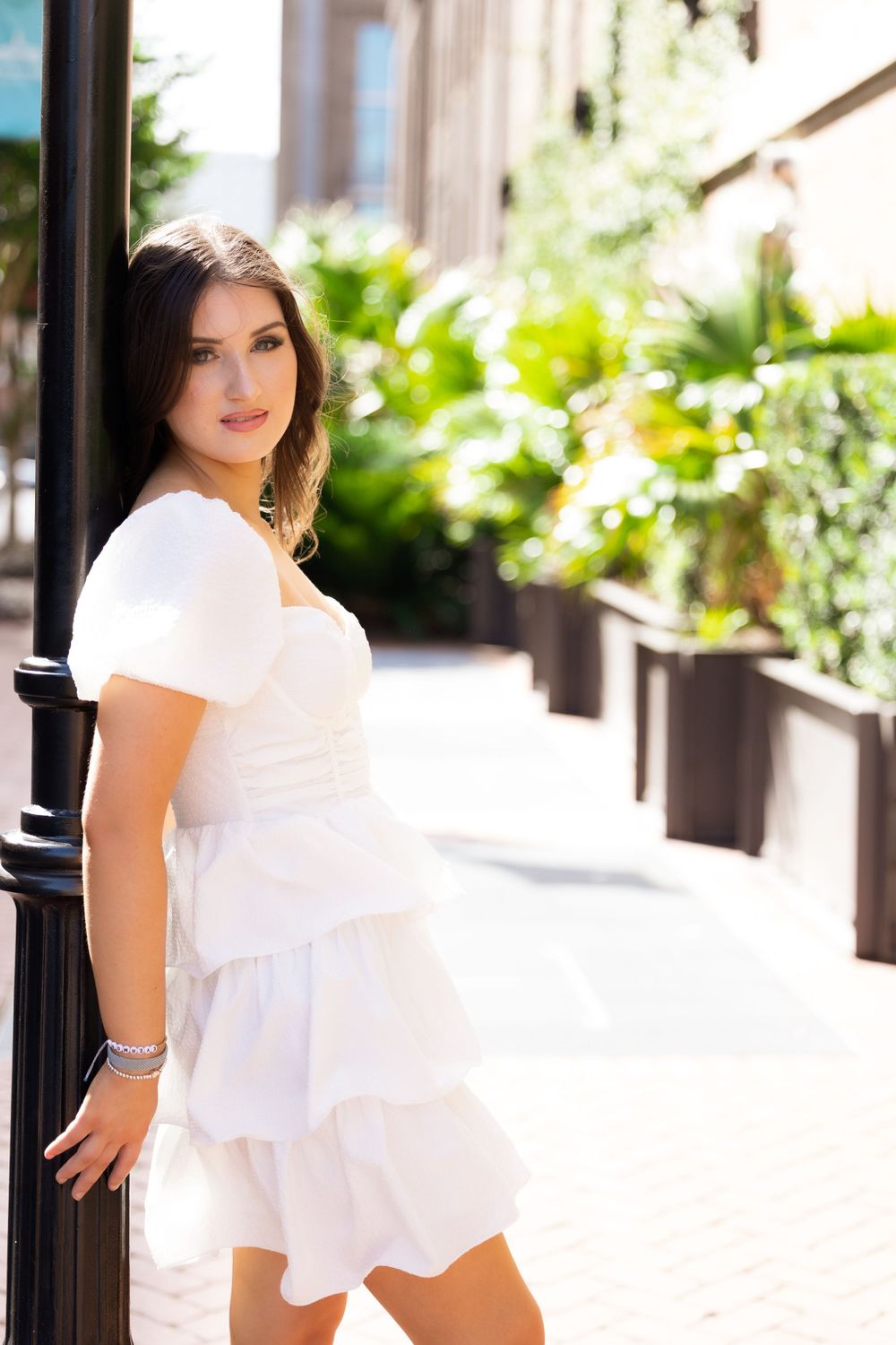 Stunning and fashion inspired photo of a high school senior at Plant Riverside District, Savannah, Ga.