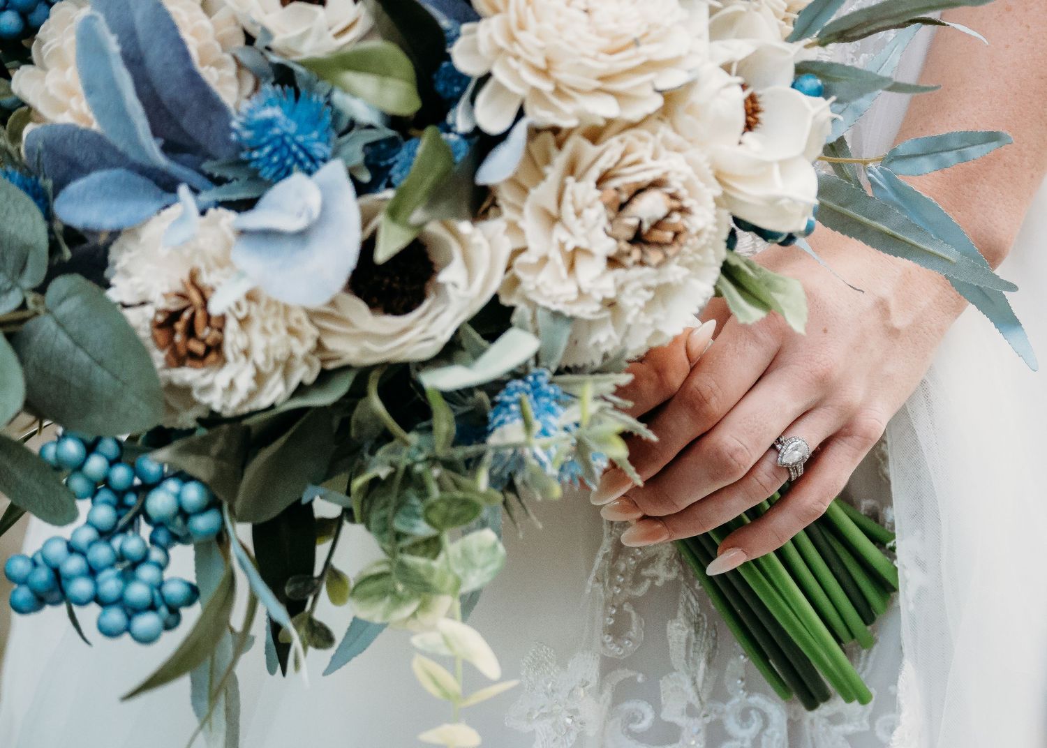 bouquet and wedding ring