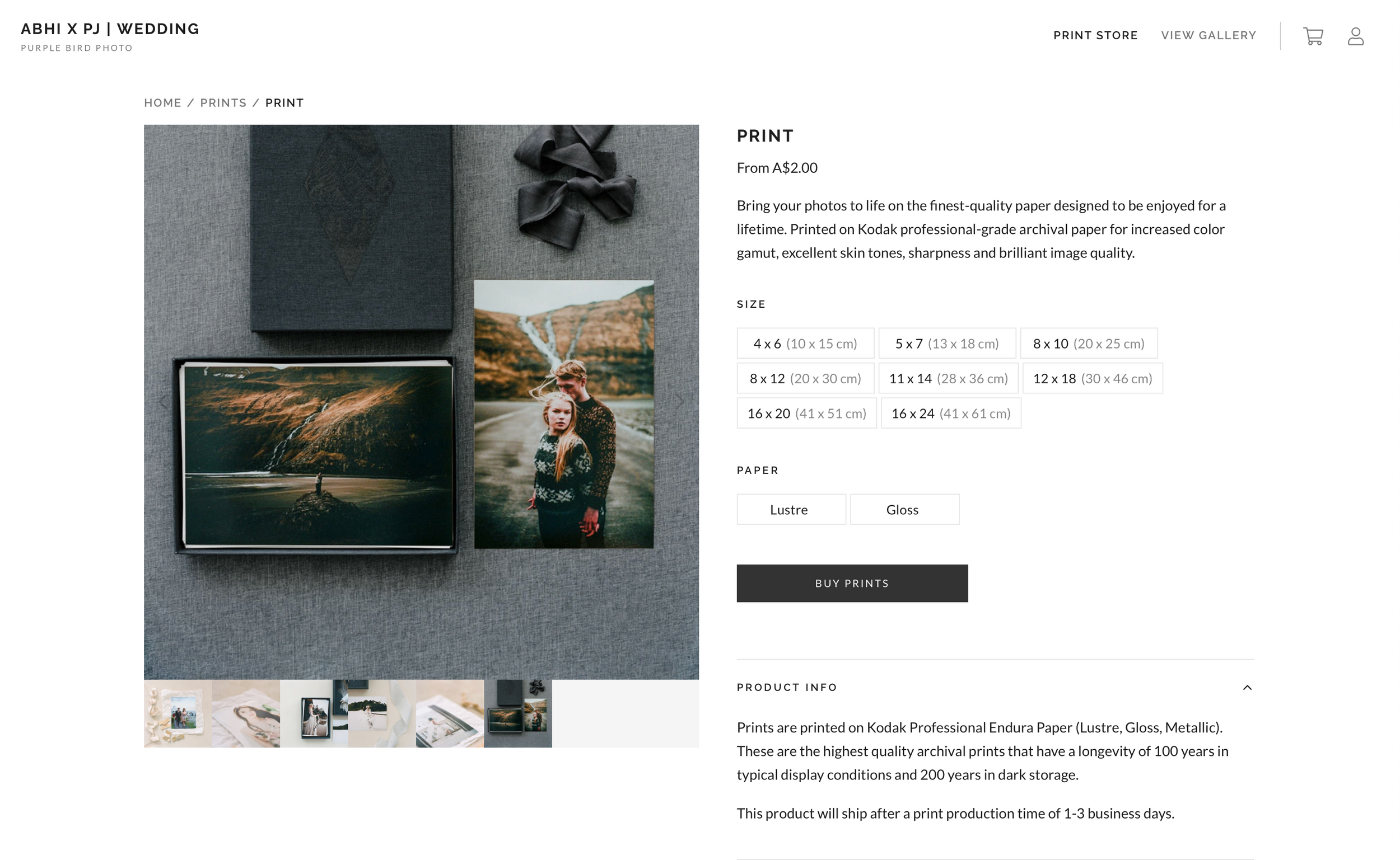Modern wedding photography portfolio webpage layout showing various client images.