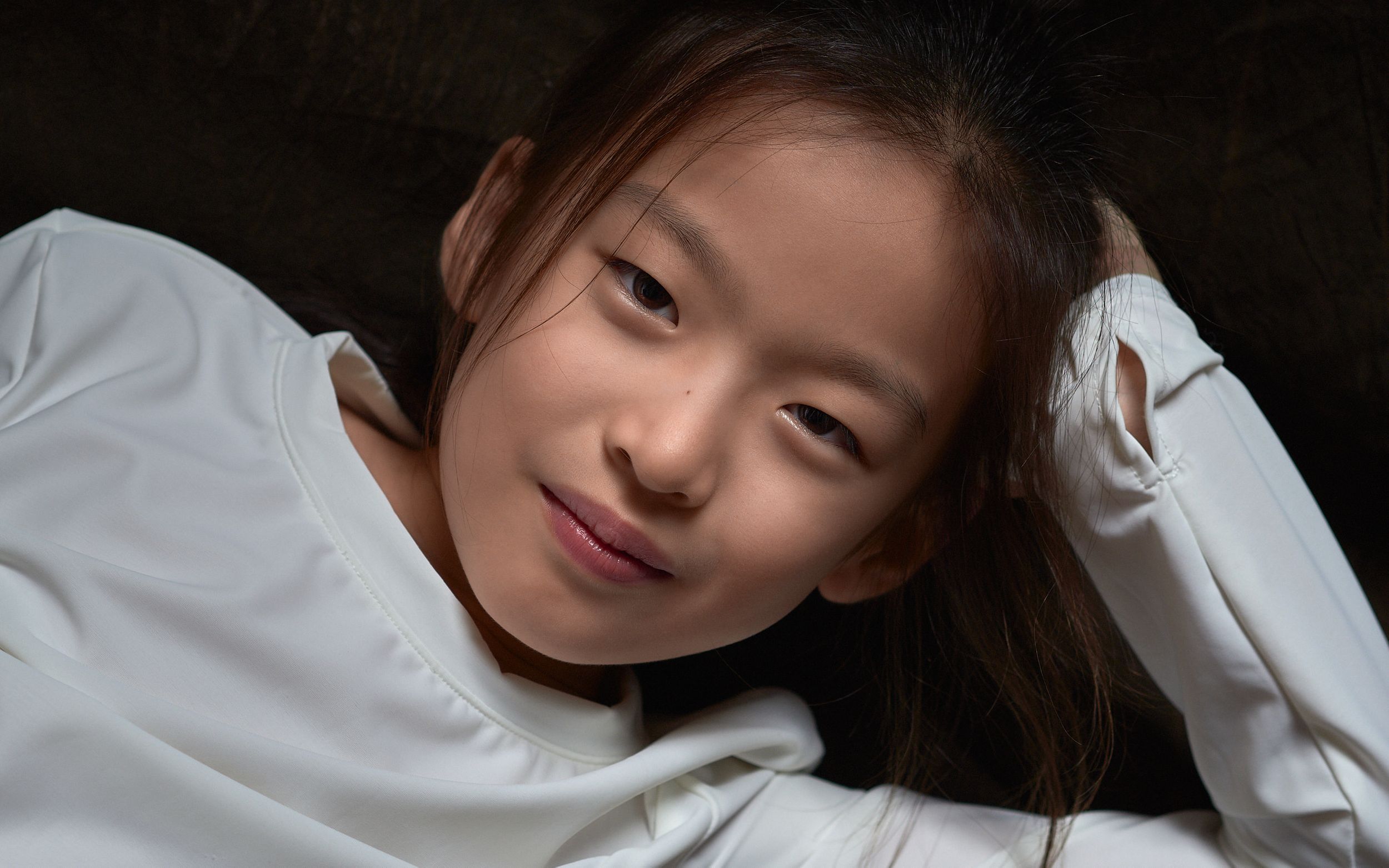 Hester chilling out Chinese girl birthday photos relaxed kid pose