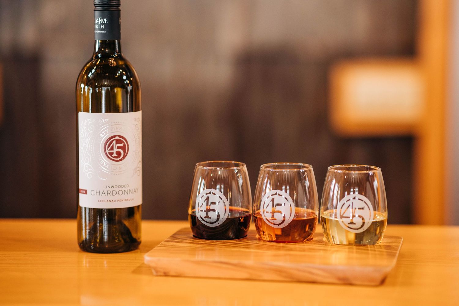 45 North Winery Bottle and wine flight Leelanau Michigan Captured By Grace Hudson Photography Traverse City