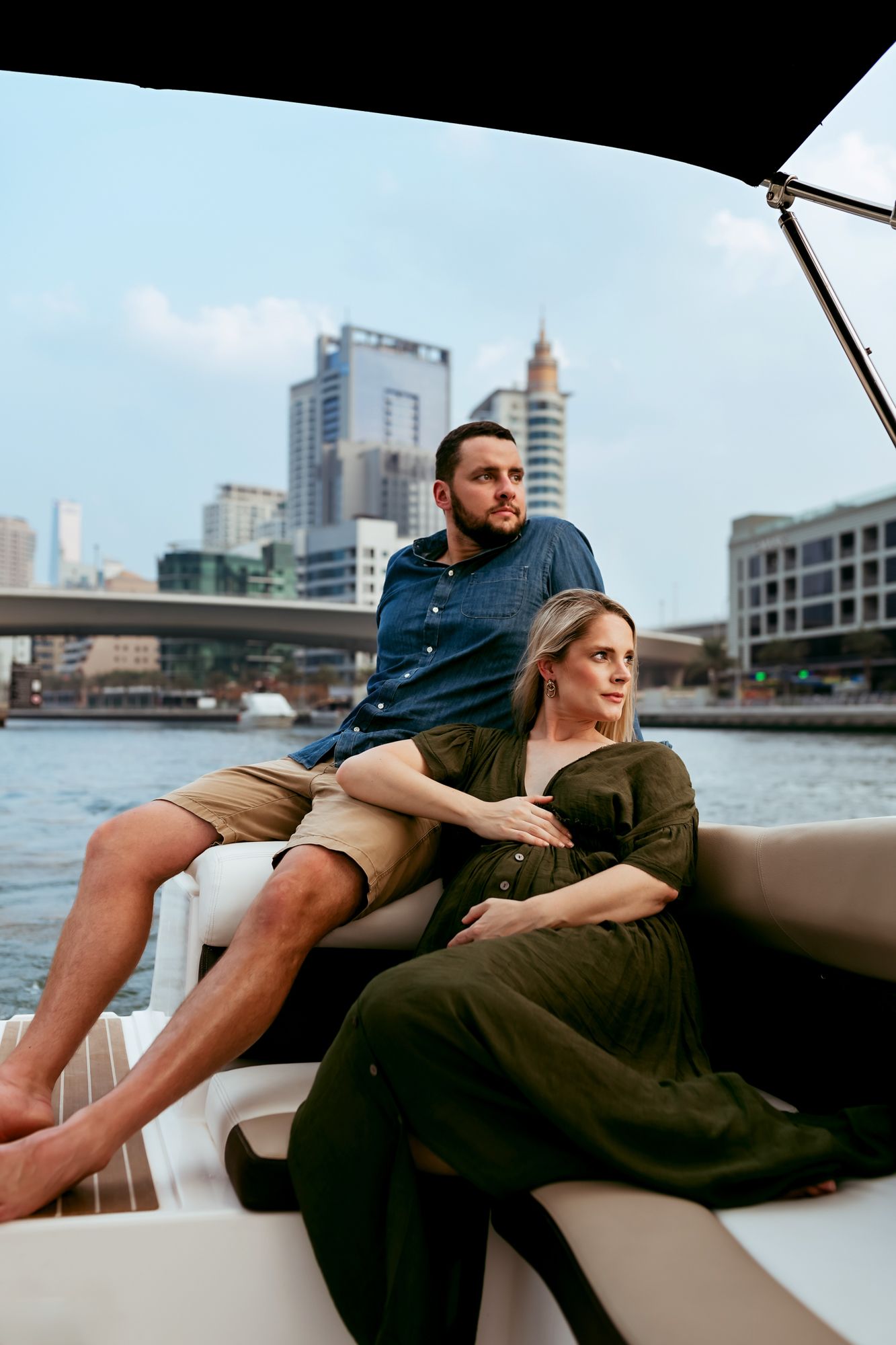 dubai marina boat tour couple photos