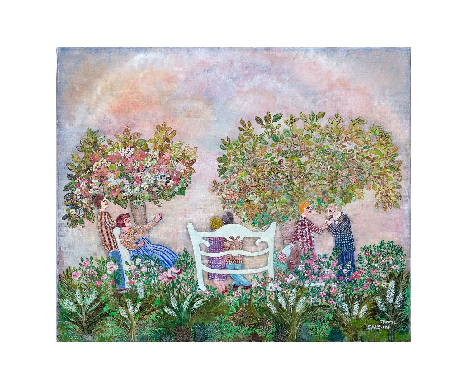 Le jardin aux trois rencontres - Toile de Marie Saleun
