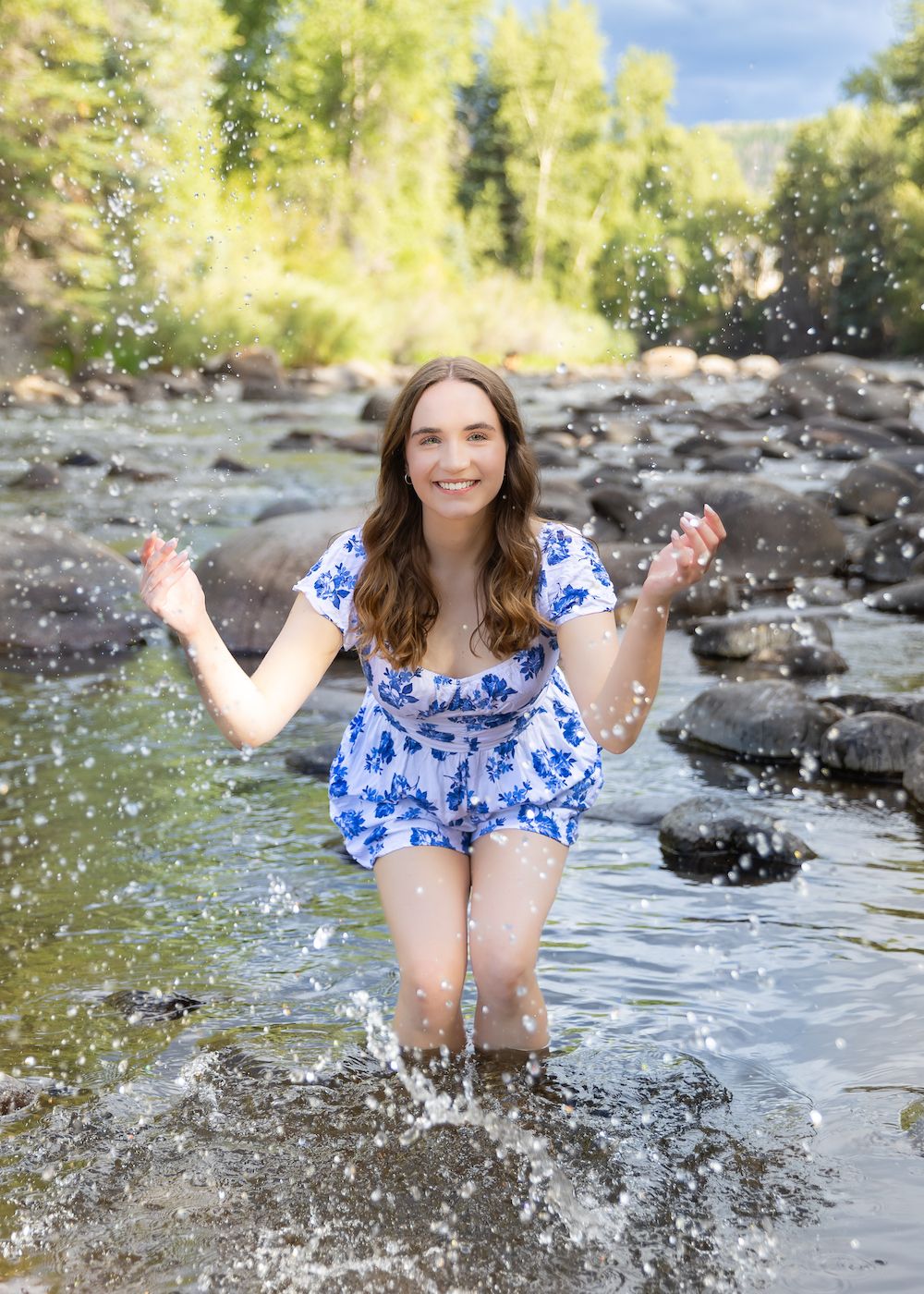 Senior girl portrait river Avon Edwards Beaver Creek Vail Colorado