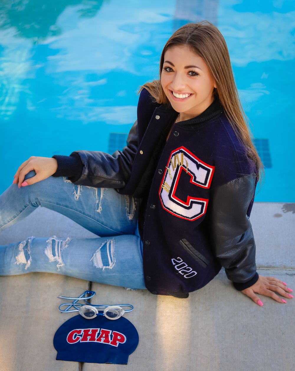 Senior girl swimmer portrait Lone Tree Colorado
