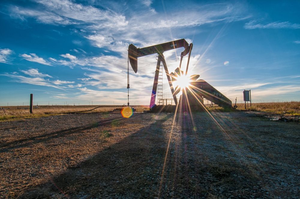 Pumpjack at well site