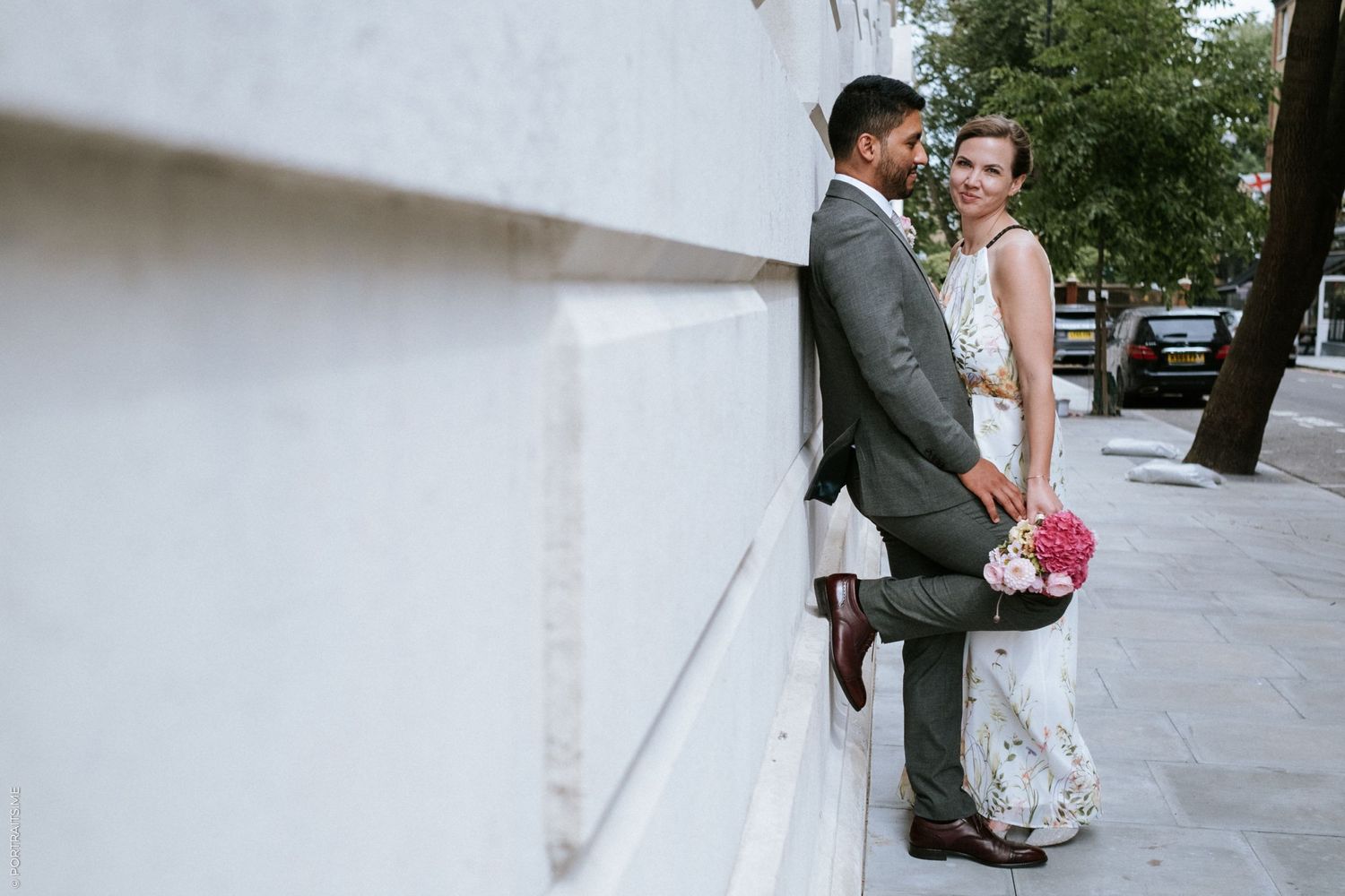 Newly weds outside Camden Town Hall wedding