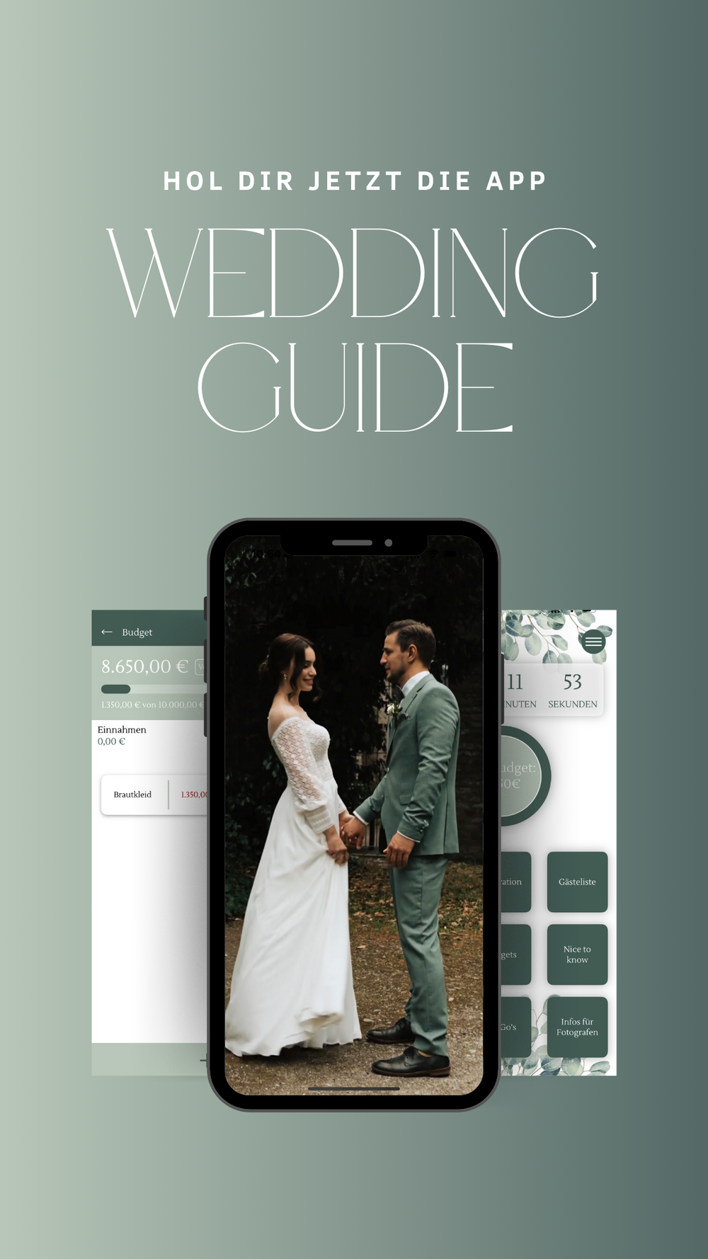 WeddingGuide-App mit verschiedenen Displayanzeigen für die Hochzeitsplanung Bad Saulgau Jovanna Burkard KWICKSHOT