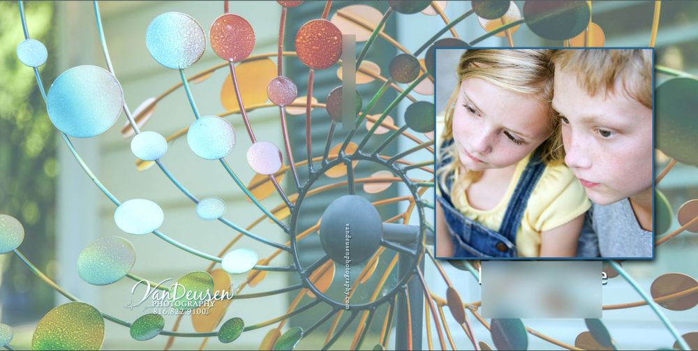 Artistic composite photo with overlaid circular pattern elements and soft lighting effects.