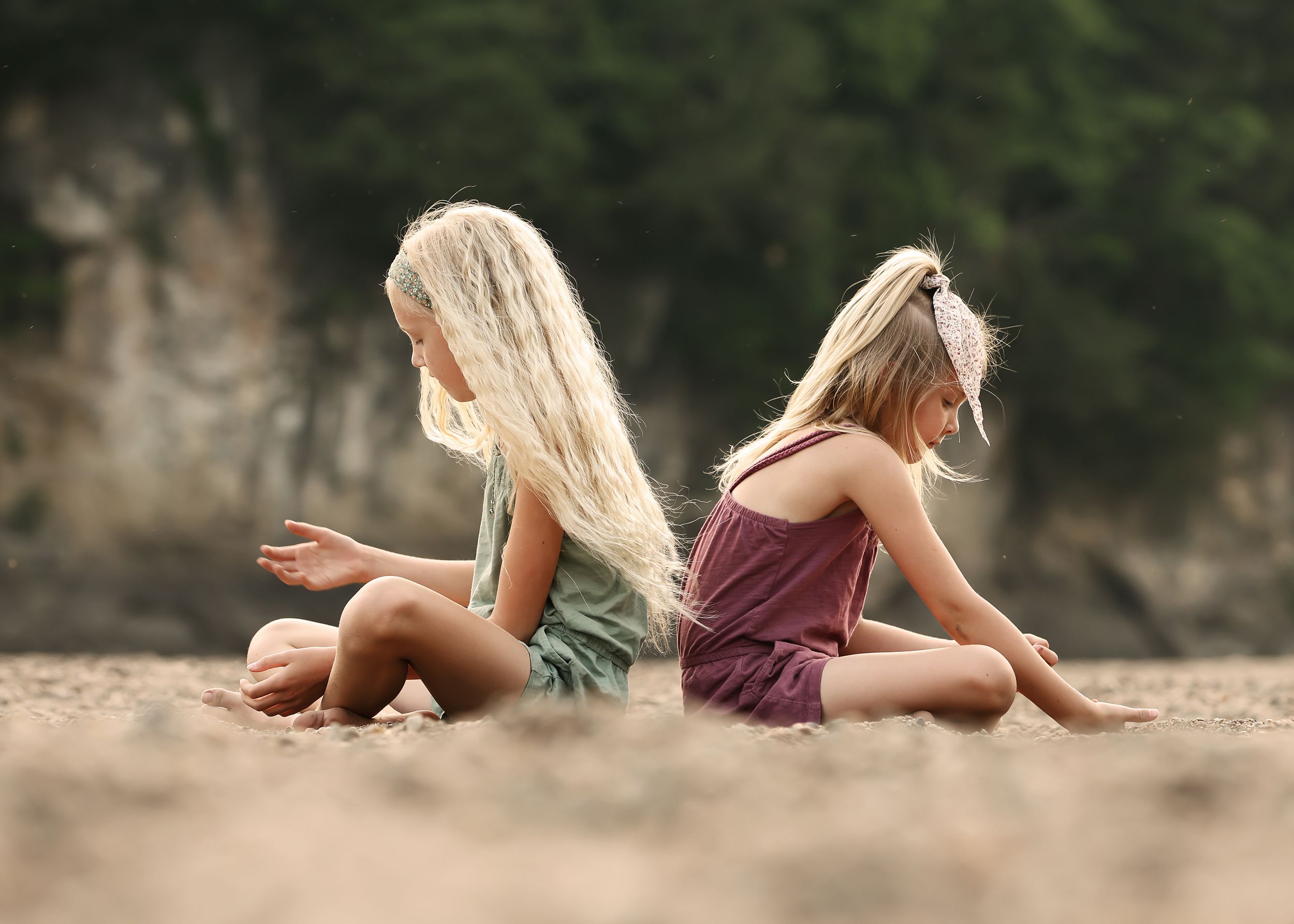 Candid shots of playful moments on a sandy beach.