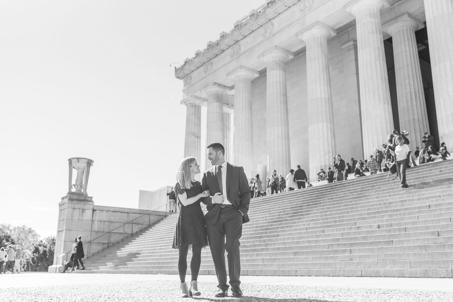 Wedding photography at Lincoln Memorial with classic white columns and steps.