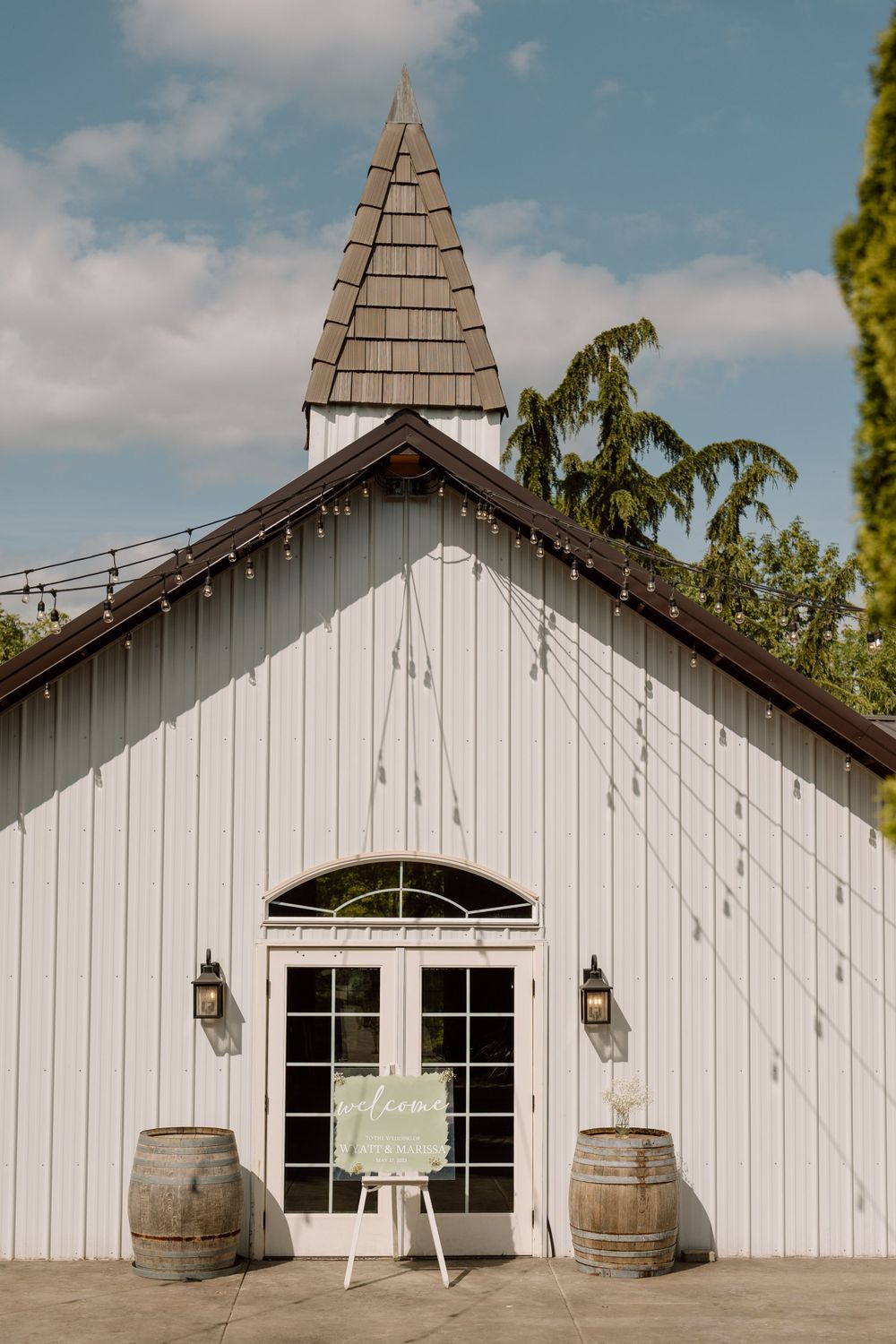 Entrance of old white church