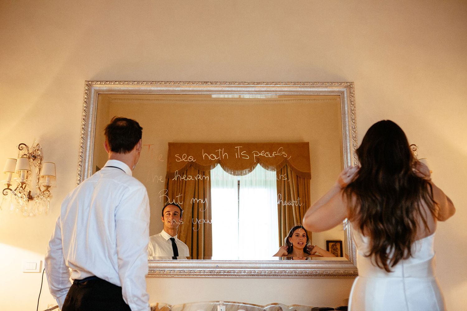 bride and groom captured by wedding photographer Elizabeth Armitage at the Four Seasons Hotel in Florence Italy
