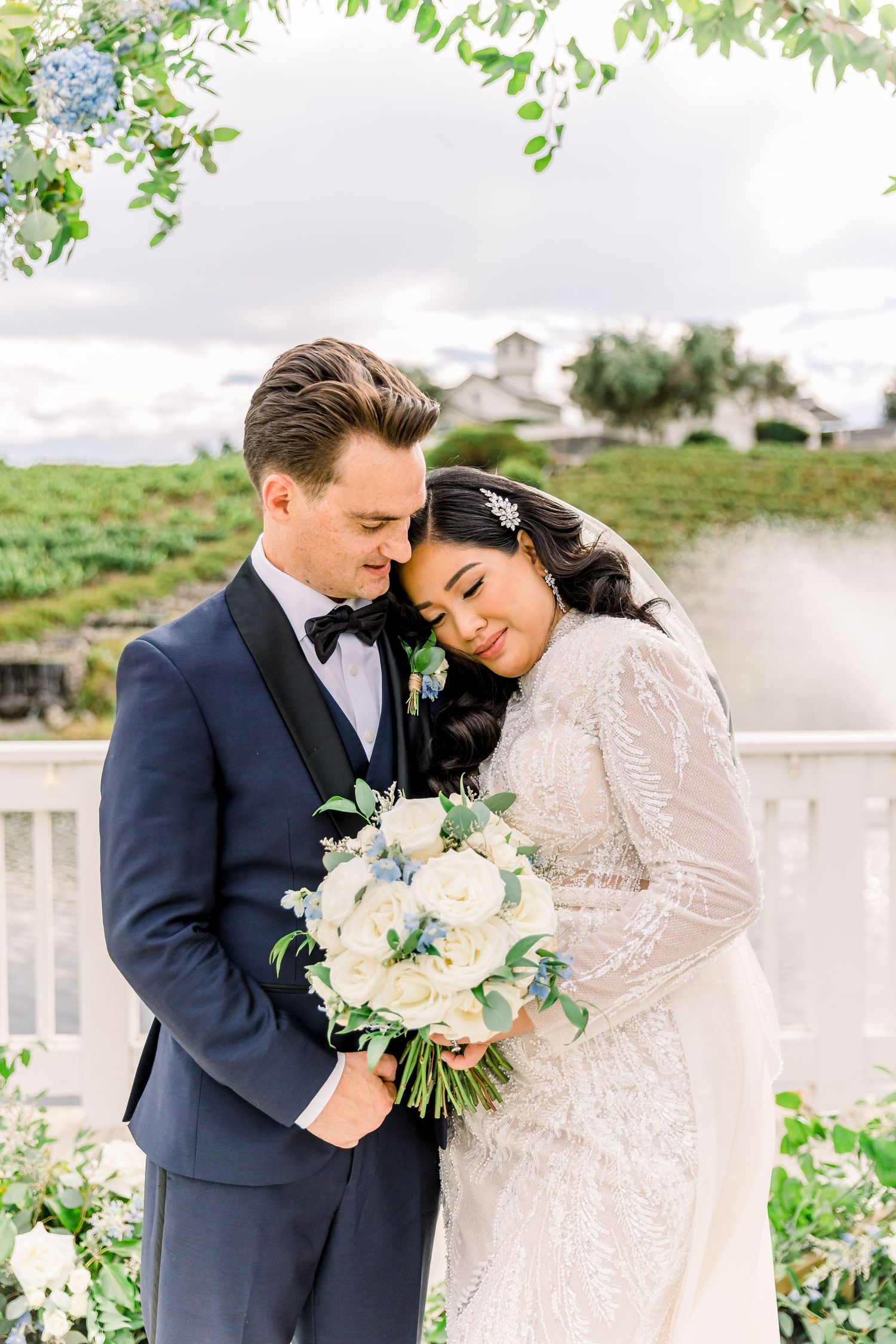 Bride and Groom Portrait at Leal Vineyards in Hollister, CA. Vineyard wedding.