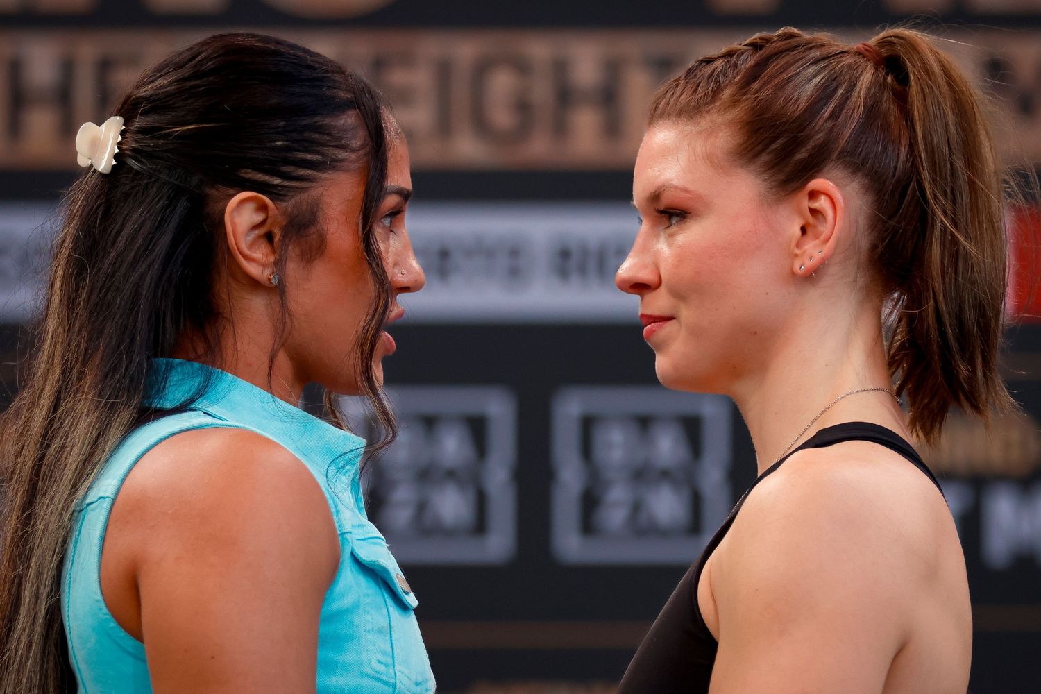 Amanda Serrano and Nina Meinke face off face to face.