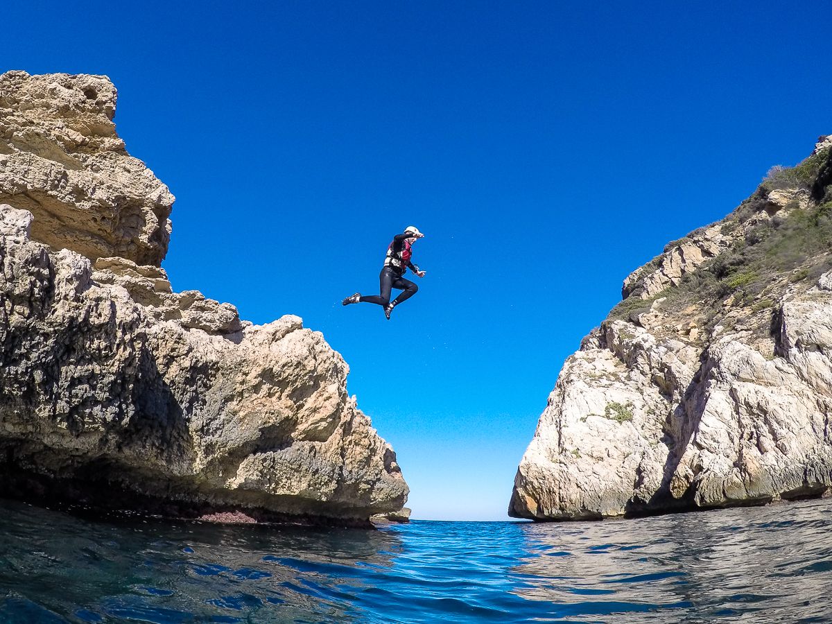 Coasteering action with Xabia Activa in Javea, Alicante, Spain
