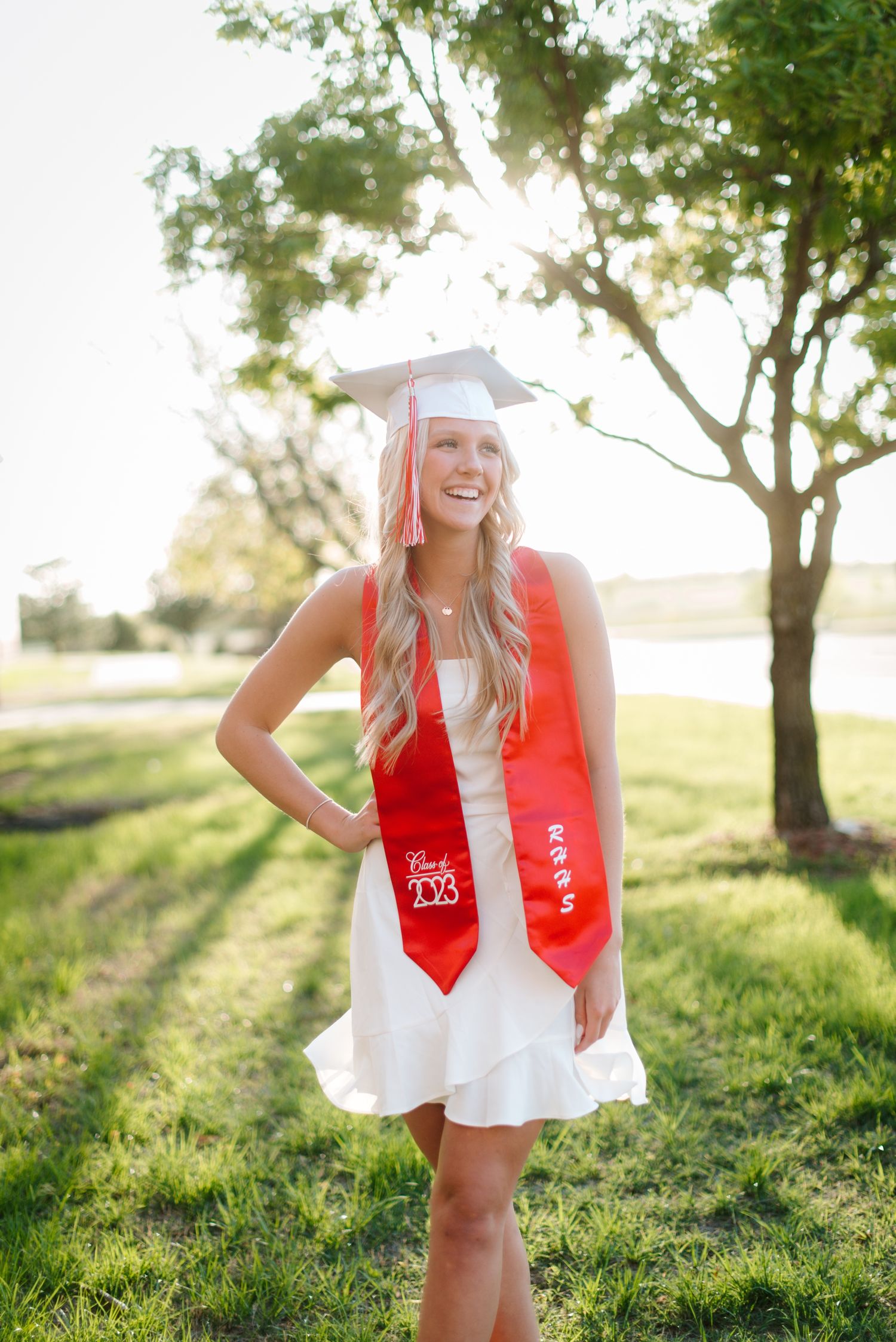 High school senior pictures with cap and gown at Rose Hill in Wichita KS Kansas