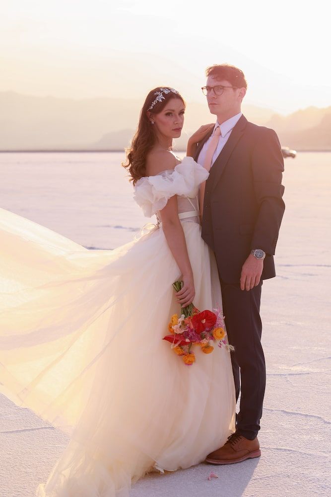 engagement photos at the salt flats