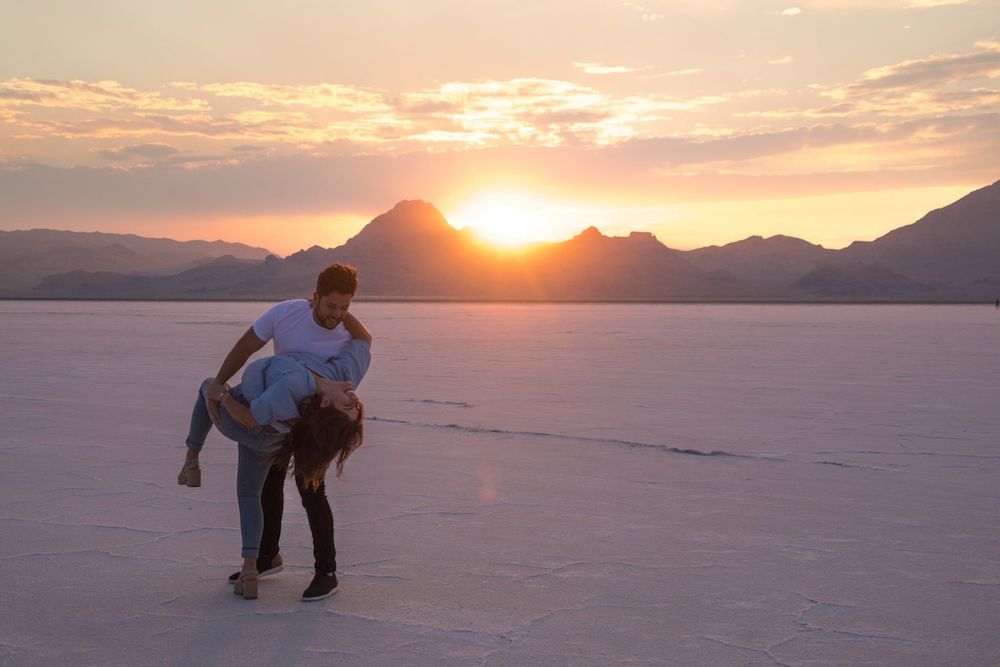 engagement photos at the salt flats