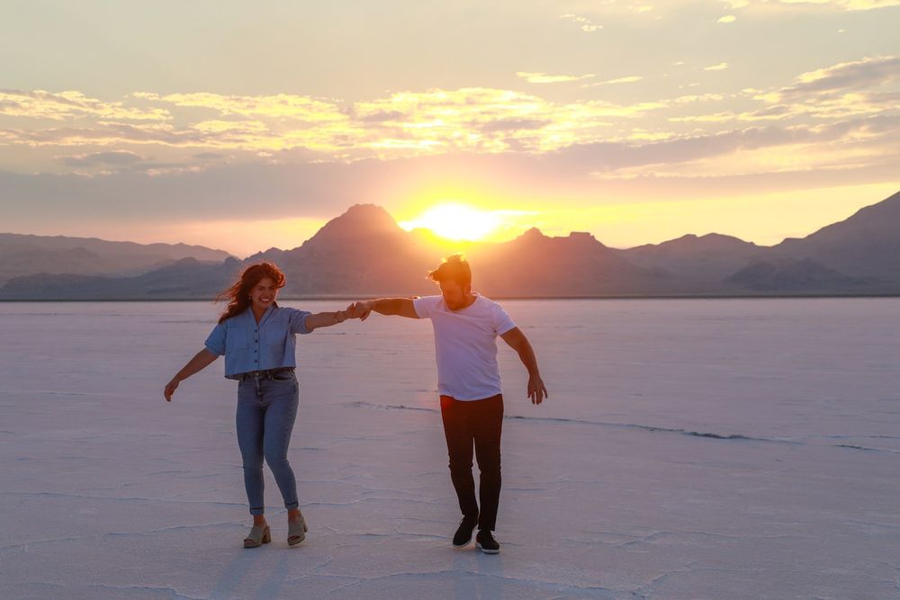 engagement photos at the salt flats