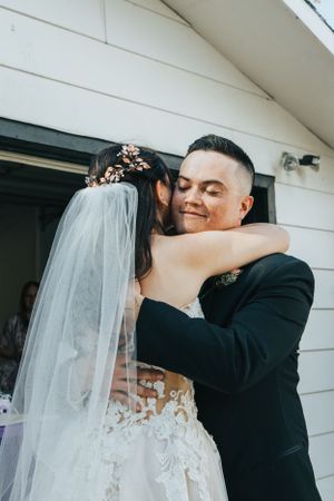 Beth and Kris Wedding Photographer VNDRDOG Media Nanton Hugging