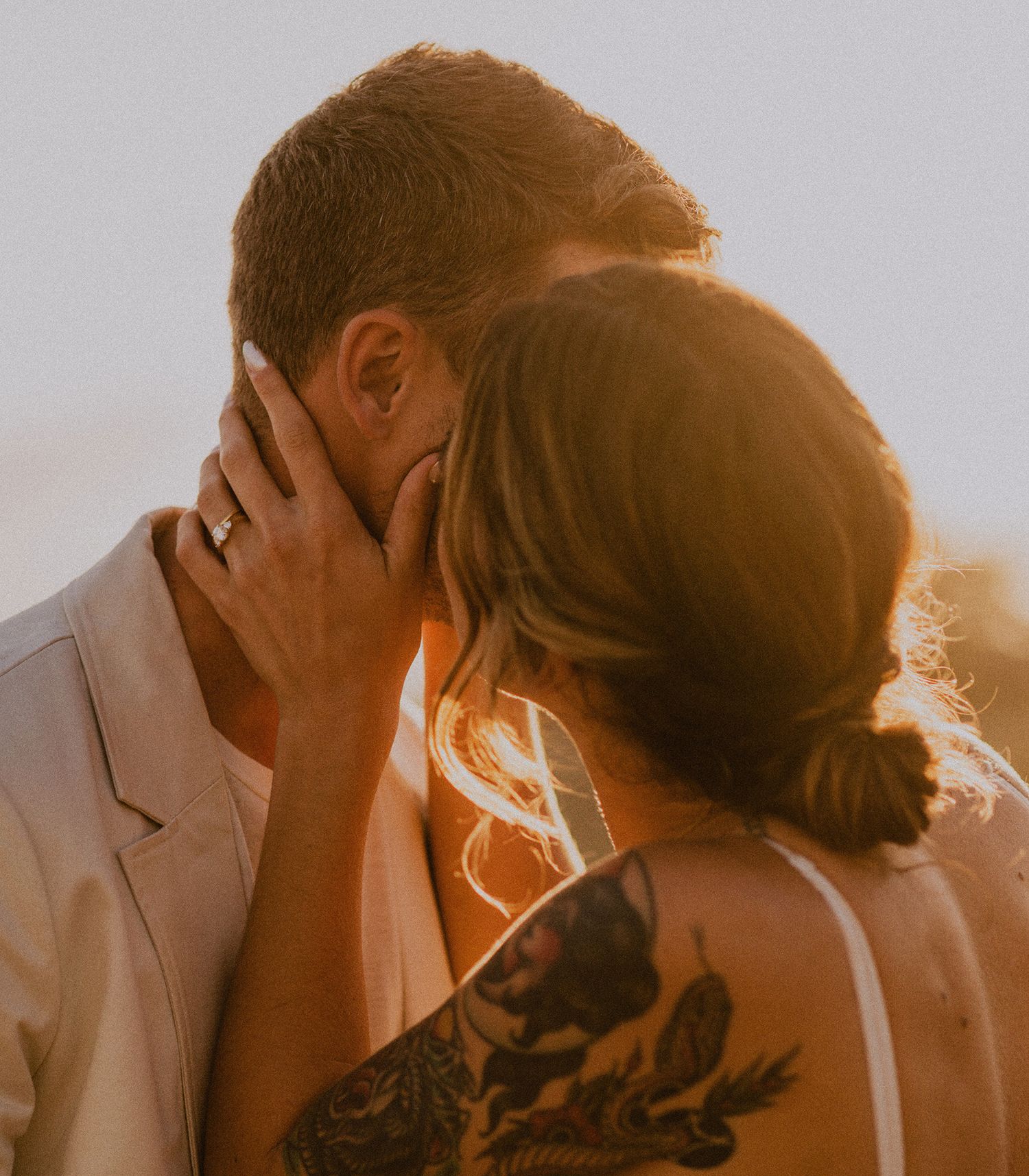 Bride and groom couple's portraits after a Palos Verdes cliffs wedding overlooking the ocean