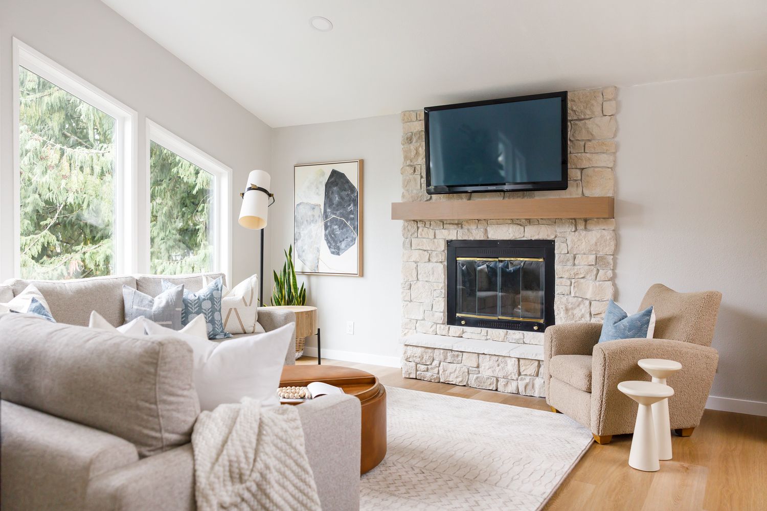 H. Bero Interior Design photos living room couch and chair in Lake Tapps, WA