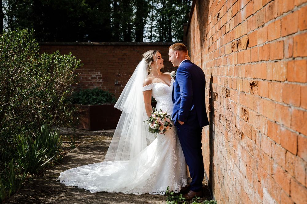 Wedding portraits in the walled garden at Kelham House