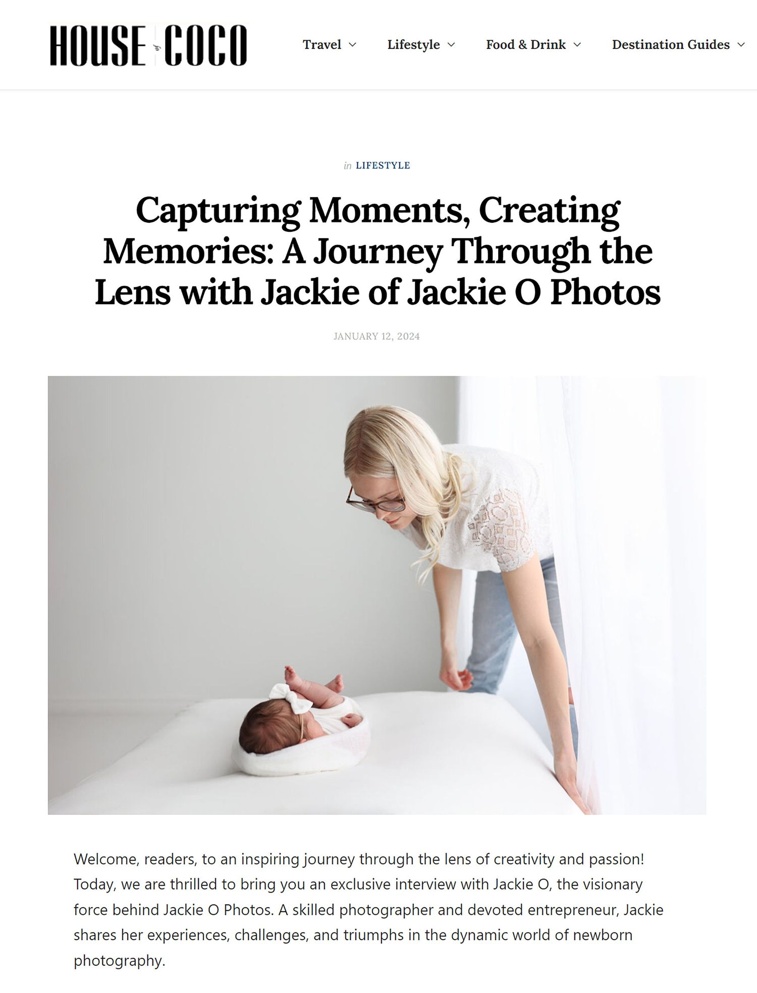 Magazine article about Jackie O Photos, screenshot