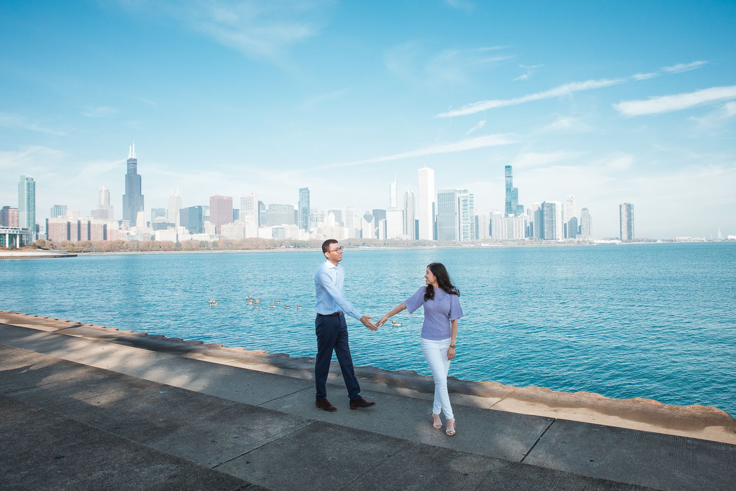 couple's photoshoot in downtown chicago