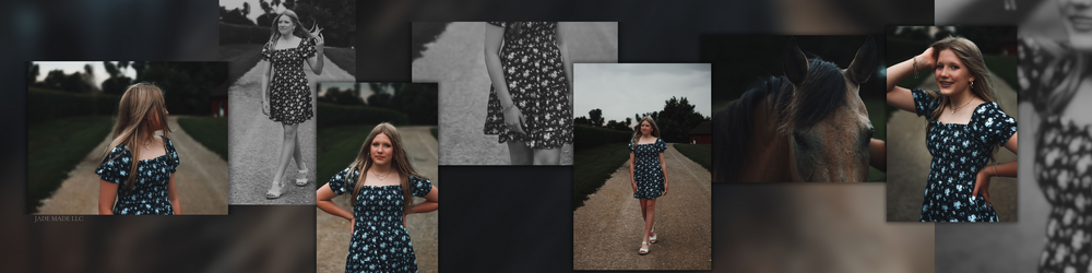 Jade Made LLC Iowa photographer captures image of girl in blue dress at a family session in Iowa